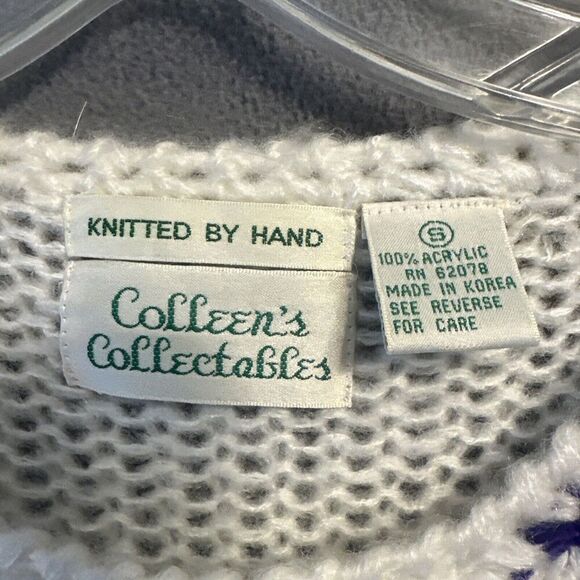 VTG Colleens Collectibles Hand Knit Acrylic Sweater Size Small Open Knit 80s - Picture 3 of 8